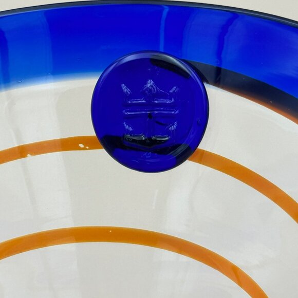 Pair of Royal Caribbean Cocktail Dessert Glasses Orange Cobalt Swirl - Picture 6 of 8